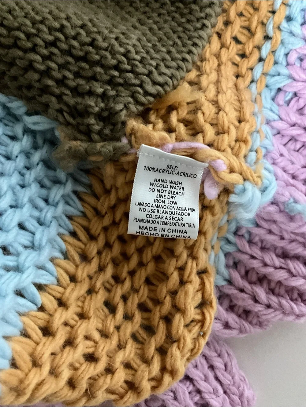 Listicle Chunky Colorblock Open Front Cardigan Sweater Size Large Boho Cozy